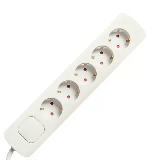 213027 Prelungitor cu 5 prize, cu intrerupator mare, 2m, alb