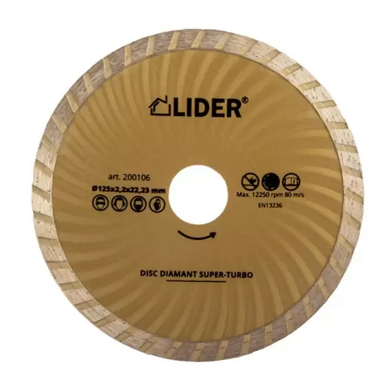 Disc diamantat super-turbo 200x2,6x25,40mm LIDER