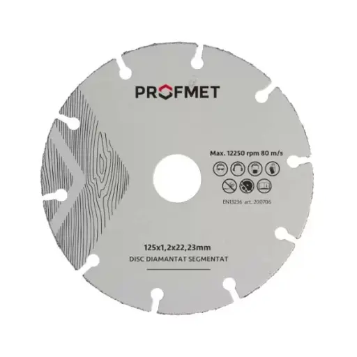 200706 Disc diamantat_segmentat_125x1,2x22,23mm pentru lemn Profmet