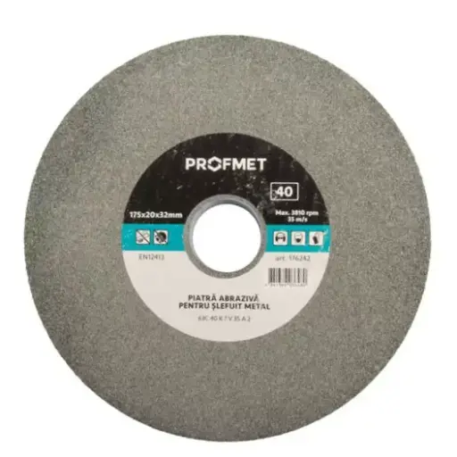 [Cod 176242] Piatra abraziva 175x20x32mm p/u slefuit metal, pentru polizor de banc, 63С 40 К 7 V 35 А 2