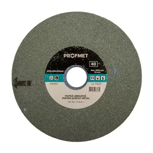 [Cod 176251] Piatra abraziva 200x20x32mm p/u slefuit metal, pentru polizor de banc, 63С 40 L 7 V 35 A 2, verde