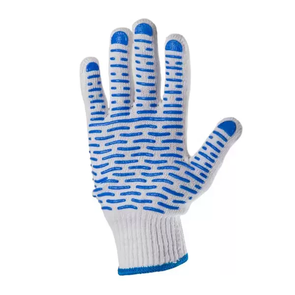 [Cod 373105] Manusi bumbac albe cu valuri albastre 10"(L)