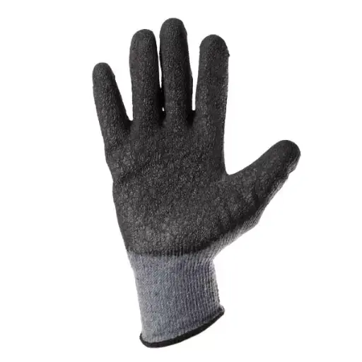 373304 Manusi din poliester grie, acoperire spuma neagra de latex turnare incompleta, manseta tricotata 10 "(L) Profmet