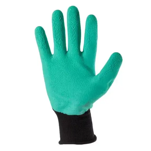373311 Manusi din poliester negru, acoperire spuma verde de latex turnare incompleta, manseta tricotata 10 (L) Profmet