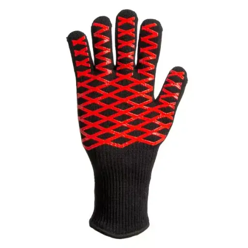 373701 Manusi rezistente la caldura, acoperire silicon negru, turnare completa cu insertii rosii 10" (L) Profmet