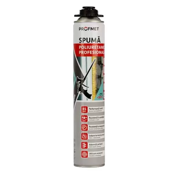 740607 Spuma poiluretanica profesionala_750ml, vol. expandare 45L Profmet